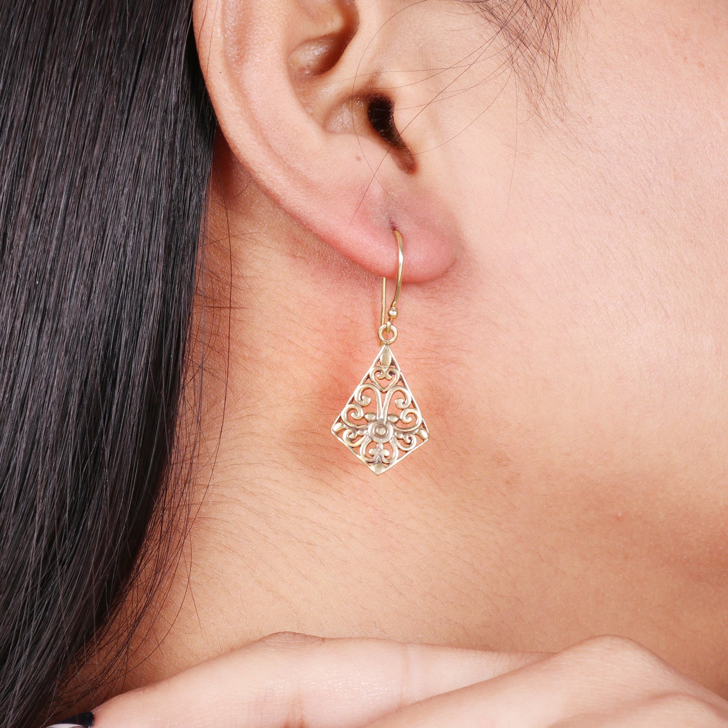 Filigree gold plated 925 sterling silver earrings