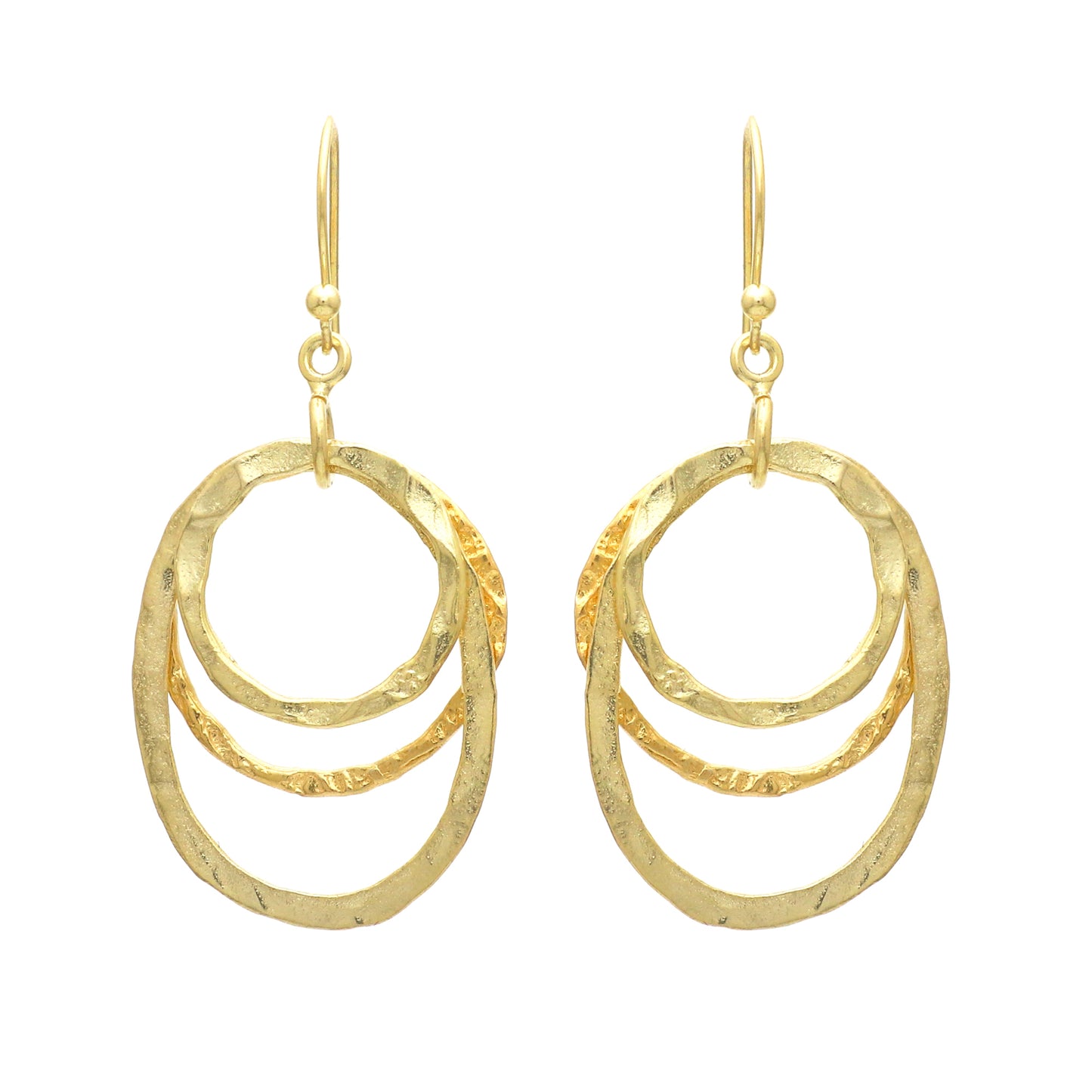 Hammered texture gold plated 925 sterling silver earrings