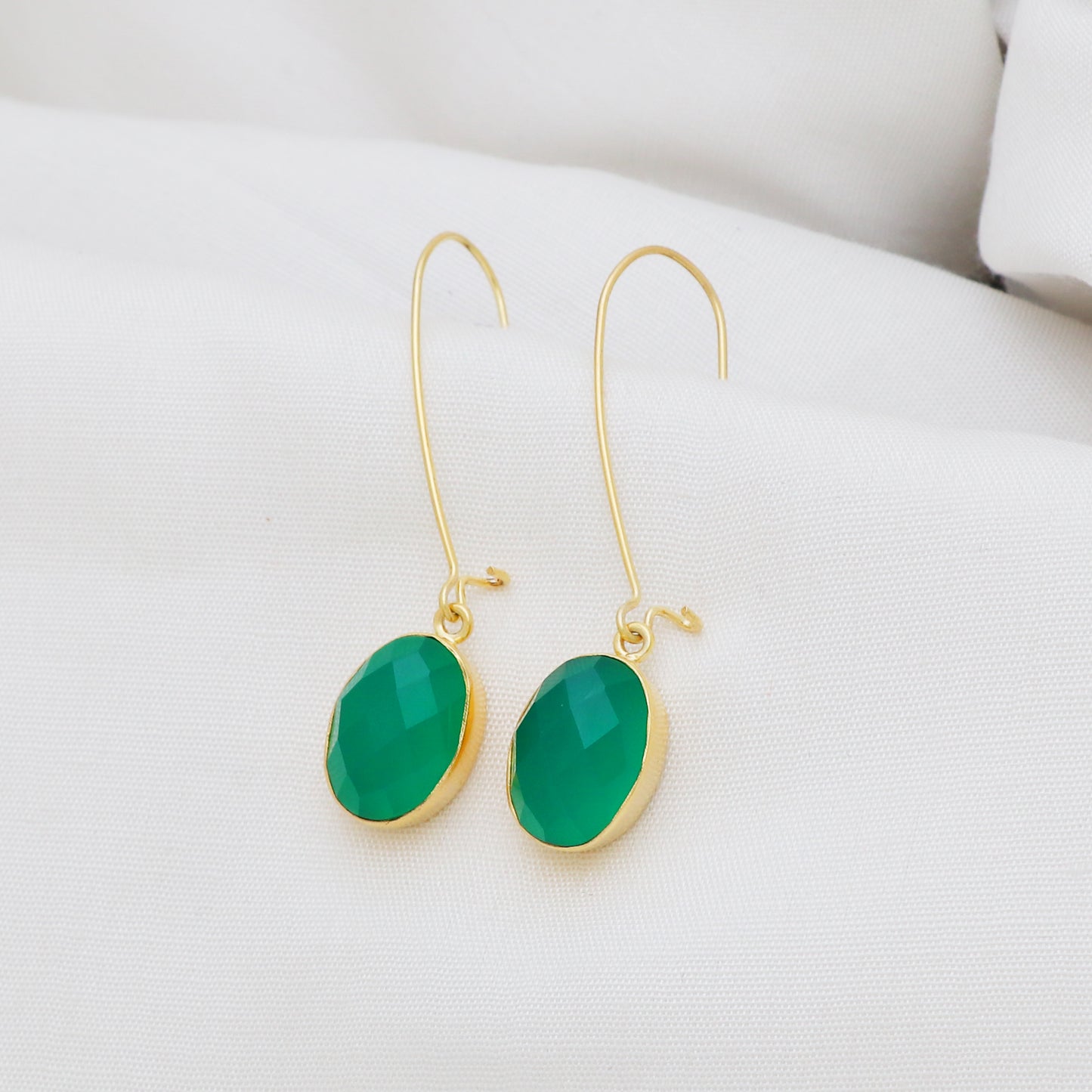 Green onyx earring in 925 sterling silver