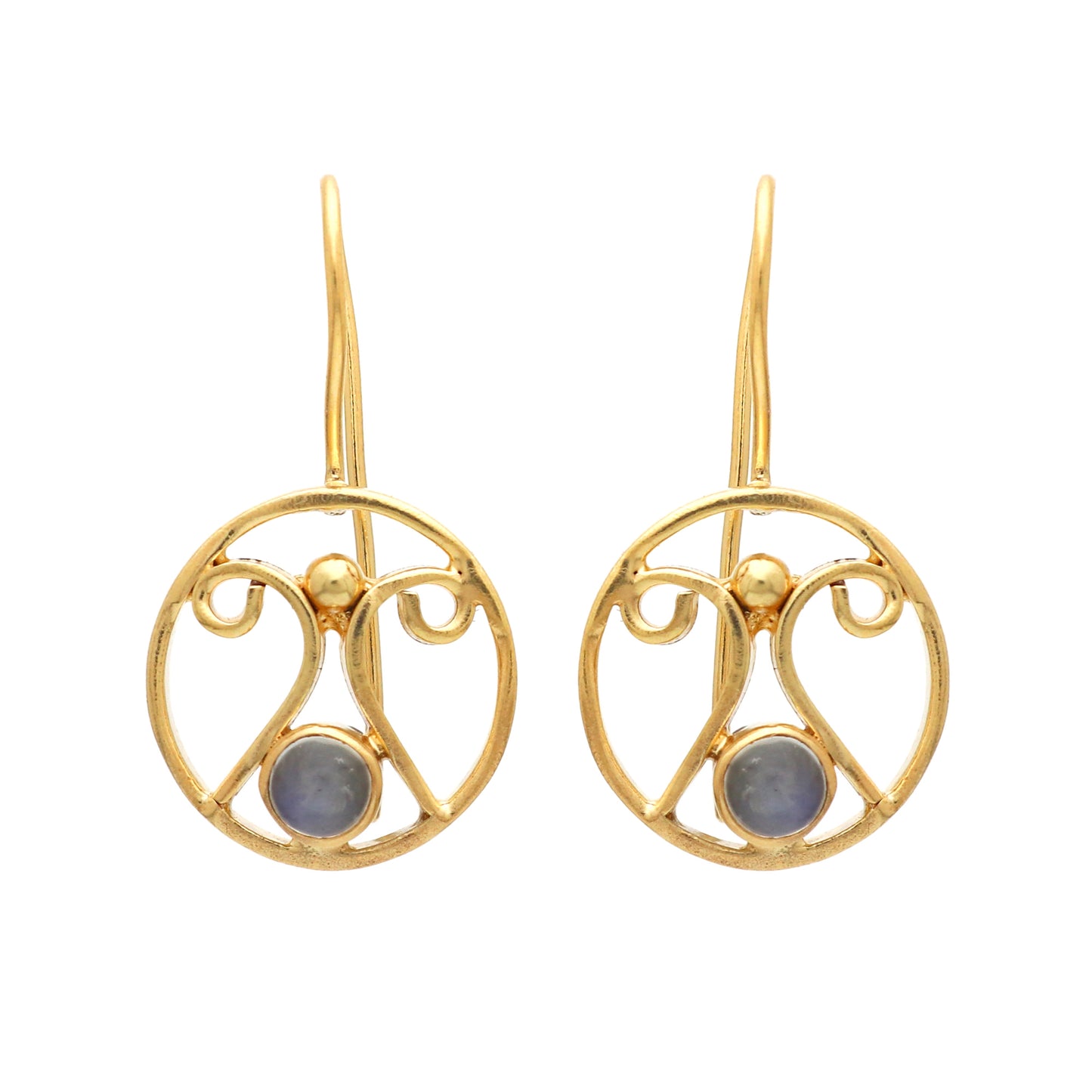 Rainbow moonstone earring in gold plated 925 sterling silver
