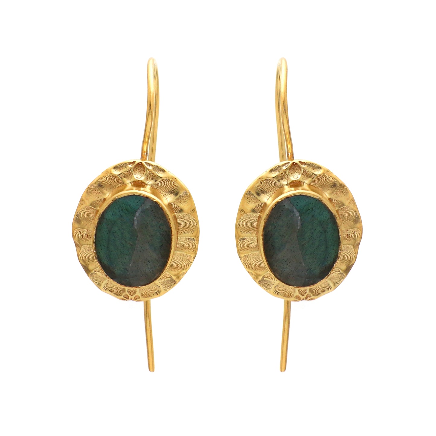 Hammered labradorite earrings in gold plated Brass/925 Sterling Silver