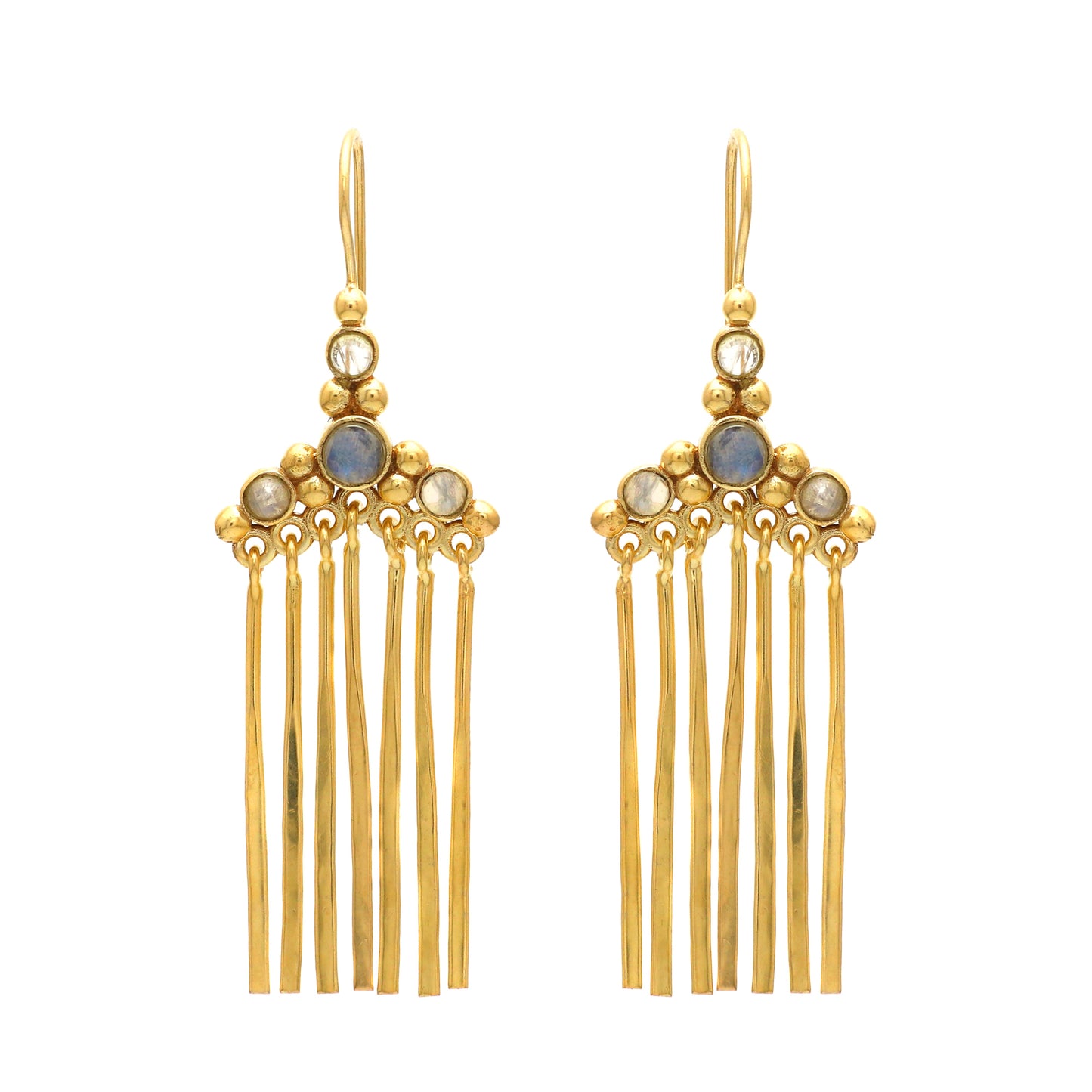 Rainbow moonstone gemstone earring in gold plated 925 sterling silver