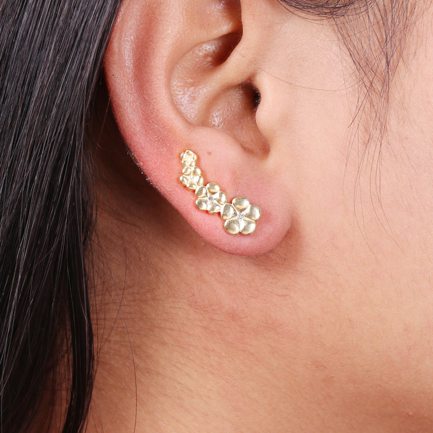 Gold plated 925 sterling silver climber earrings