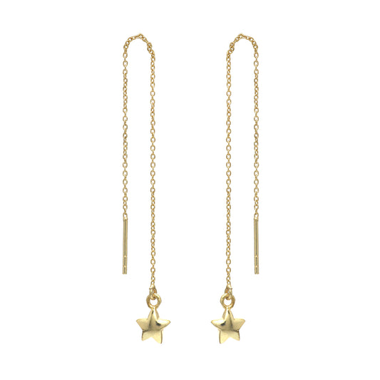 Minimal Star charm threader earrings in gold plated 925 sterling silver for everyday wear
