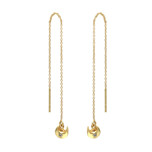 Minimal Moon threader earrings in gold plated 925 sterling silver