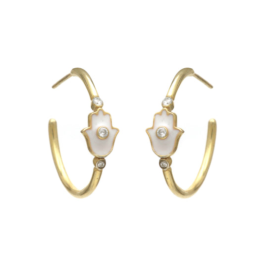 Spiritual Hamsa 25mm Hoop earrings in gold plated 925 sterling silver