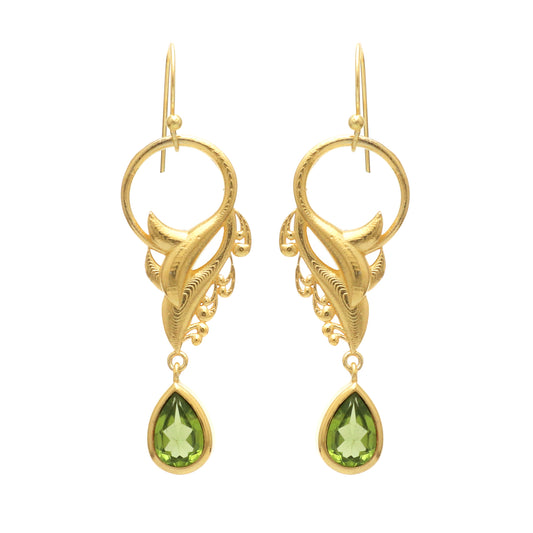 Gold plated 925 sterling silver earrings with peridot gemstone