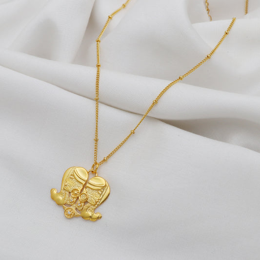 Gemini Zodiac Sign chain necklace with The Twins Symbol charm and Zircon Stones in 22k gold plated 925 sterling silver
