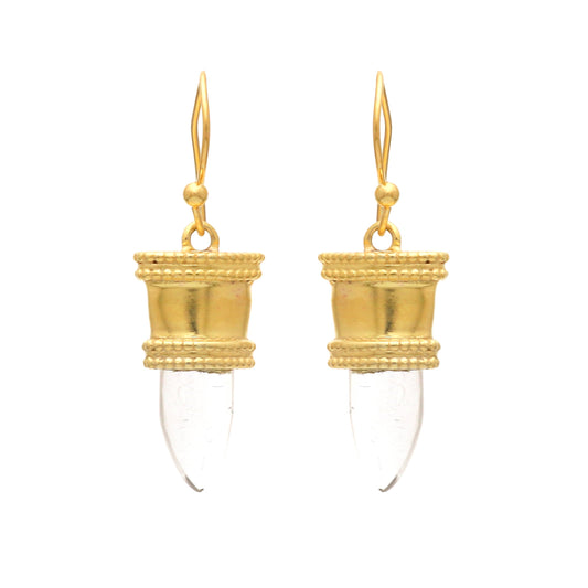 Gold plated 925 sterling silver earrings with crystal gemstone