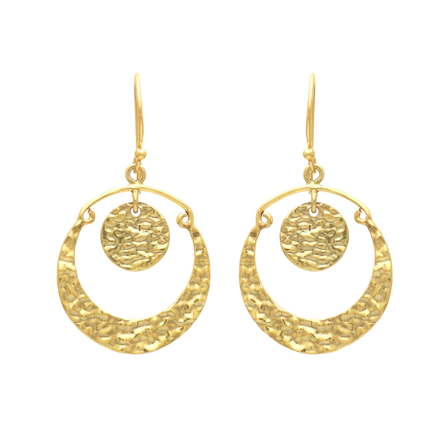 Gold plated 925 sterling silver textured earrings