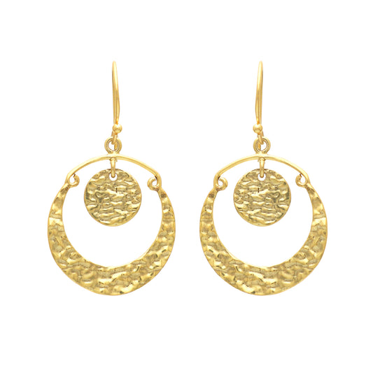 Gold plated 925 sterling silver textured earrings