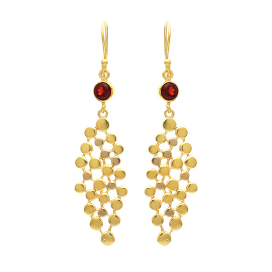 Gold plated 925 sterling silver earrings with garnet gemstone