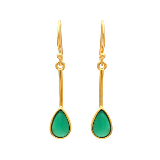 Gold plated 925 sterling silver earrings with green onyx gemstone