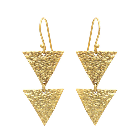 Gold plated 925 sterling silver textured earrings