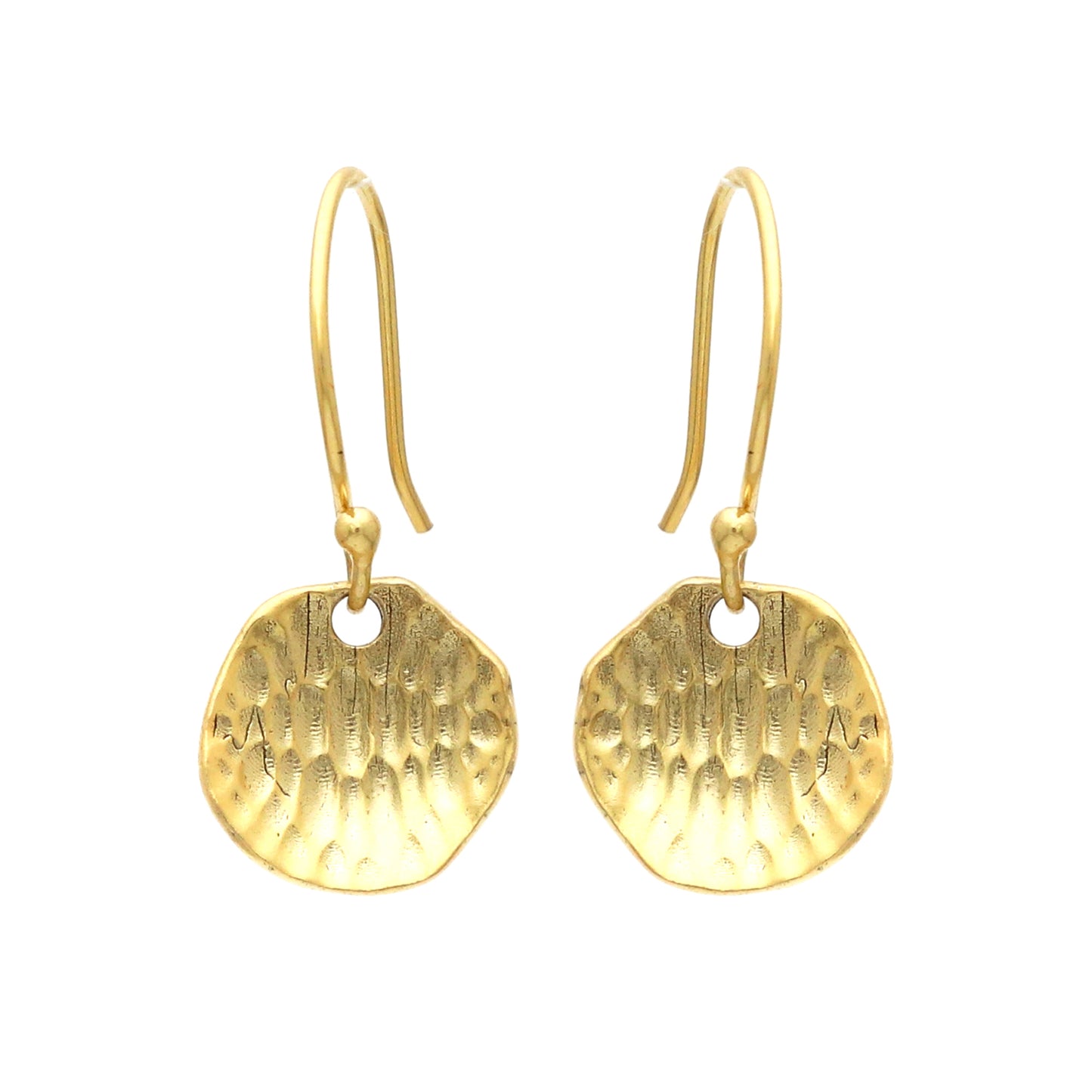 Hammered texture gold plated 925 sterling silver earrings