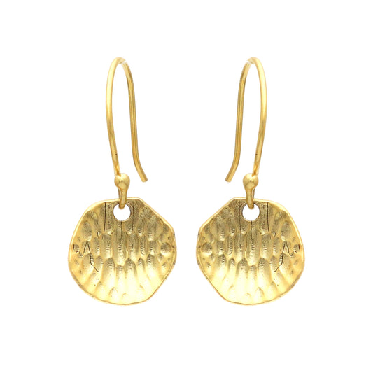 Hammered texture gold plated 925 sterling silver earrings