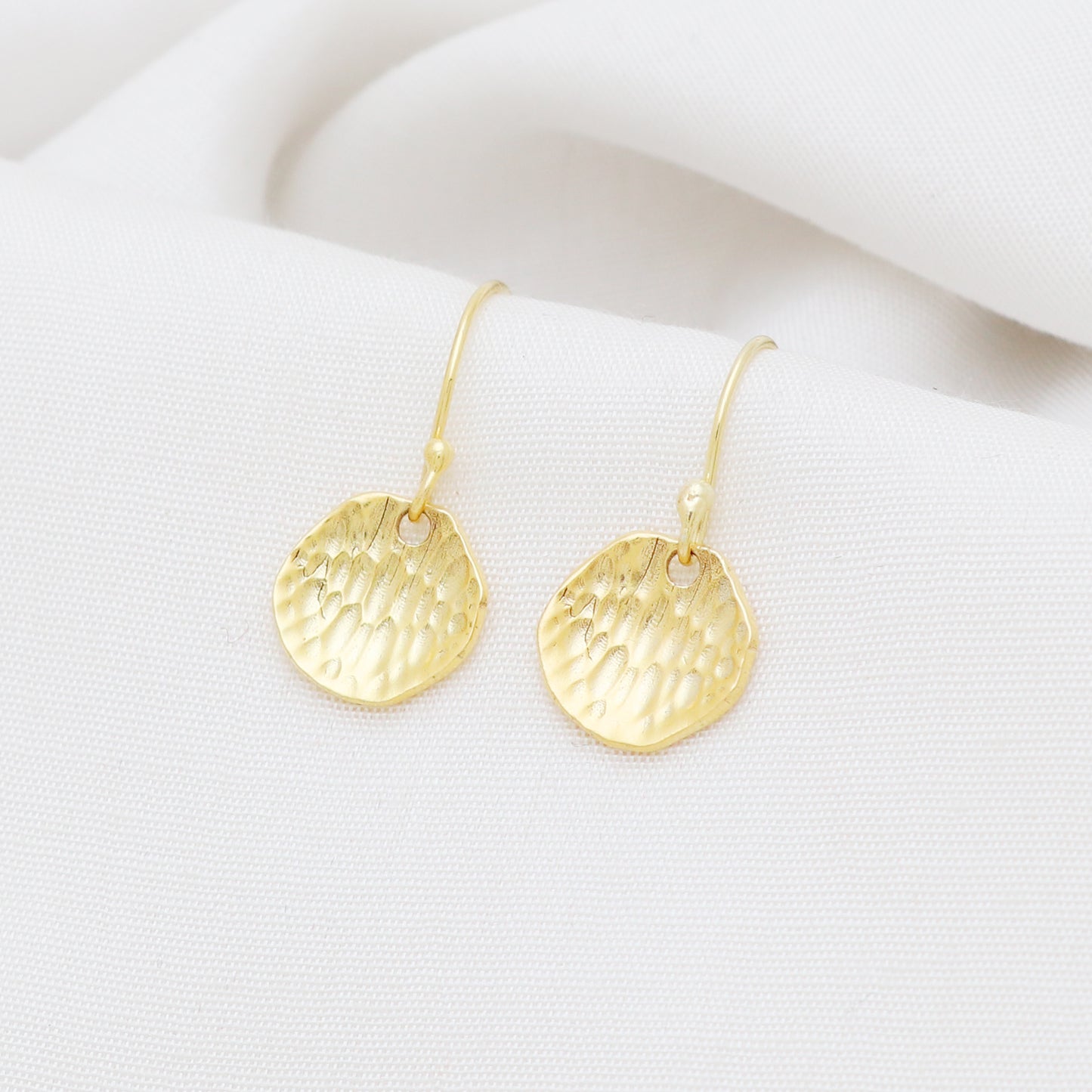 Hammered texture gold plated 925 sterling silver earrings
