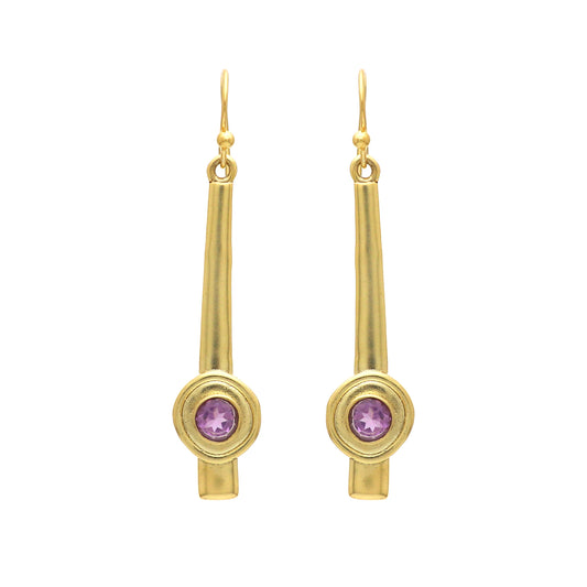 Gold plated 925 sterling silver earrings with amethyst gemstone
