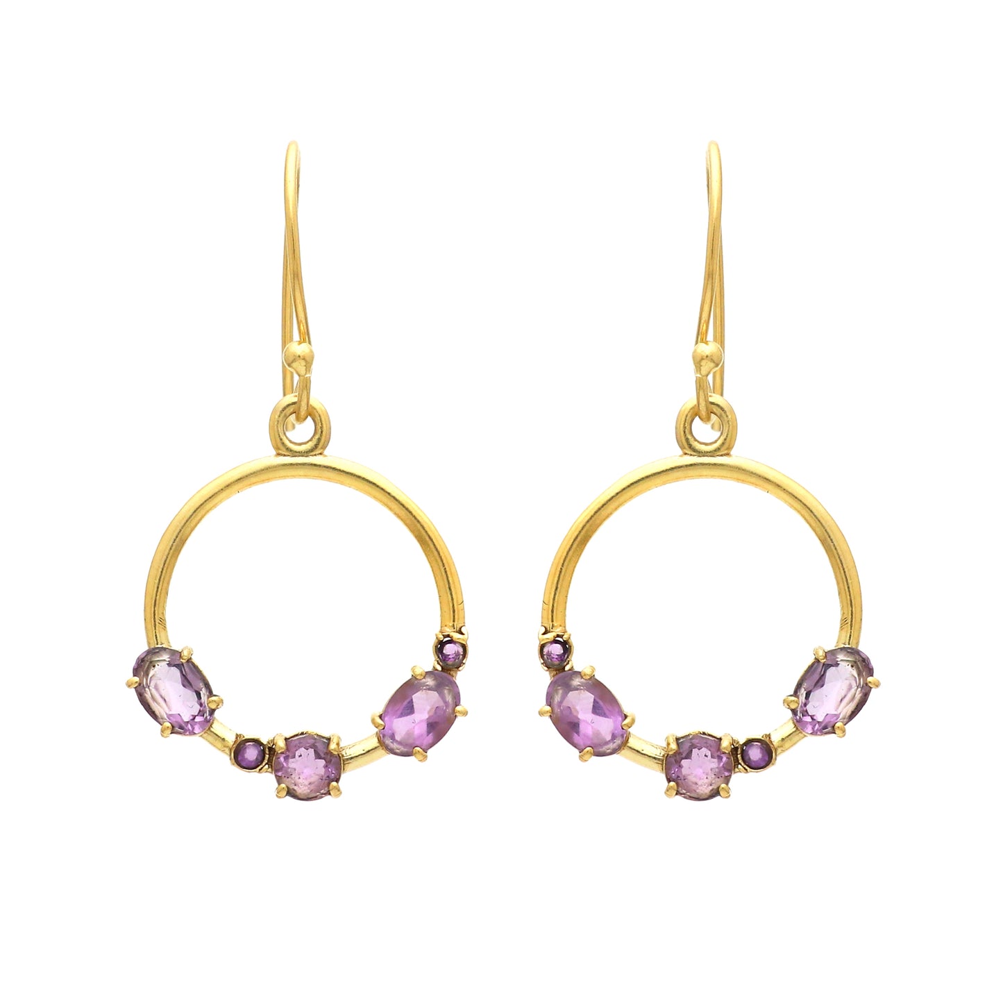 Amethyst gemstone earring in gold plated 925 sterling silver