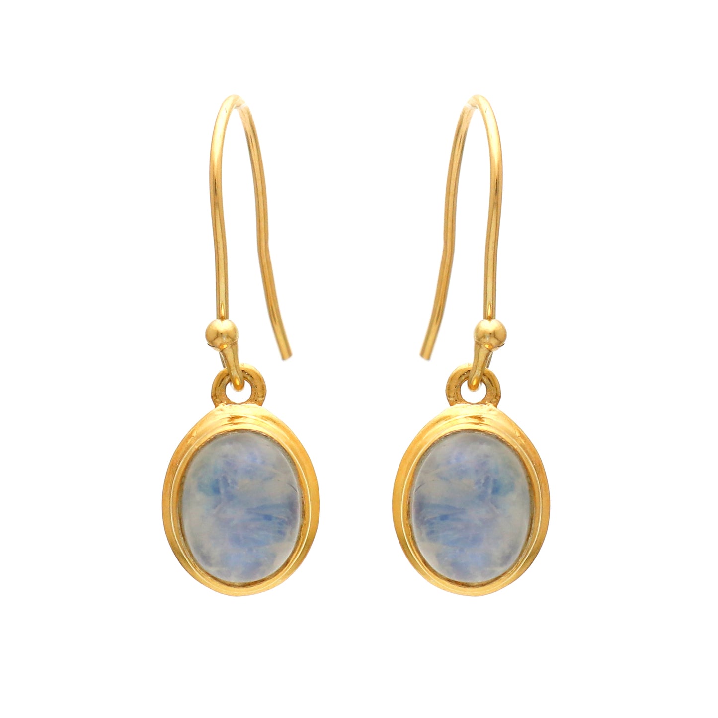 Rainbow moonstone gemstone earring in gold plated 925 sterling silver
