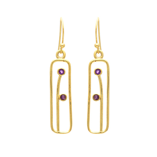 Amethyst gemstone earring in gold plated 925 sterling silver