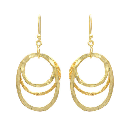 Hammered texture gold plated 925 sterling silver earrings