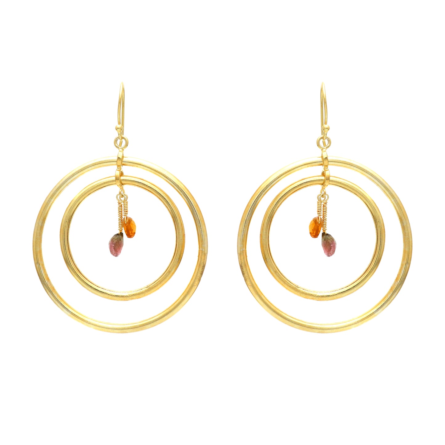 Multi tourmaline earring in gold plated 925 sterling silver
