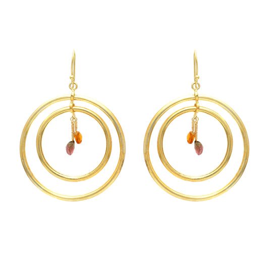 Multi tourmaline earring in gold plated 925 sterling silver