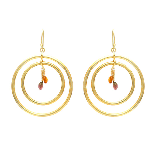 Multi tourmaline earring in gold plated 925 sterling silver