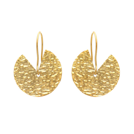 Gold plated 925 sterling silver textured earrings