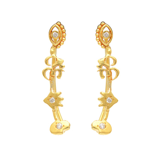 Zircon gemstone four symbol climber earring in 925 gold plated sterling silver