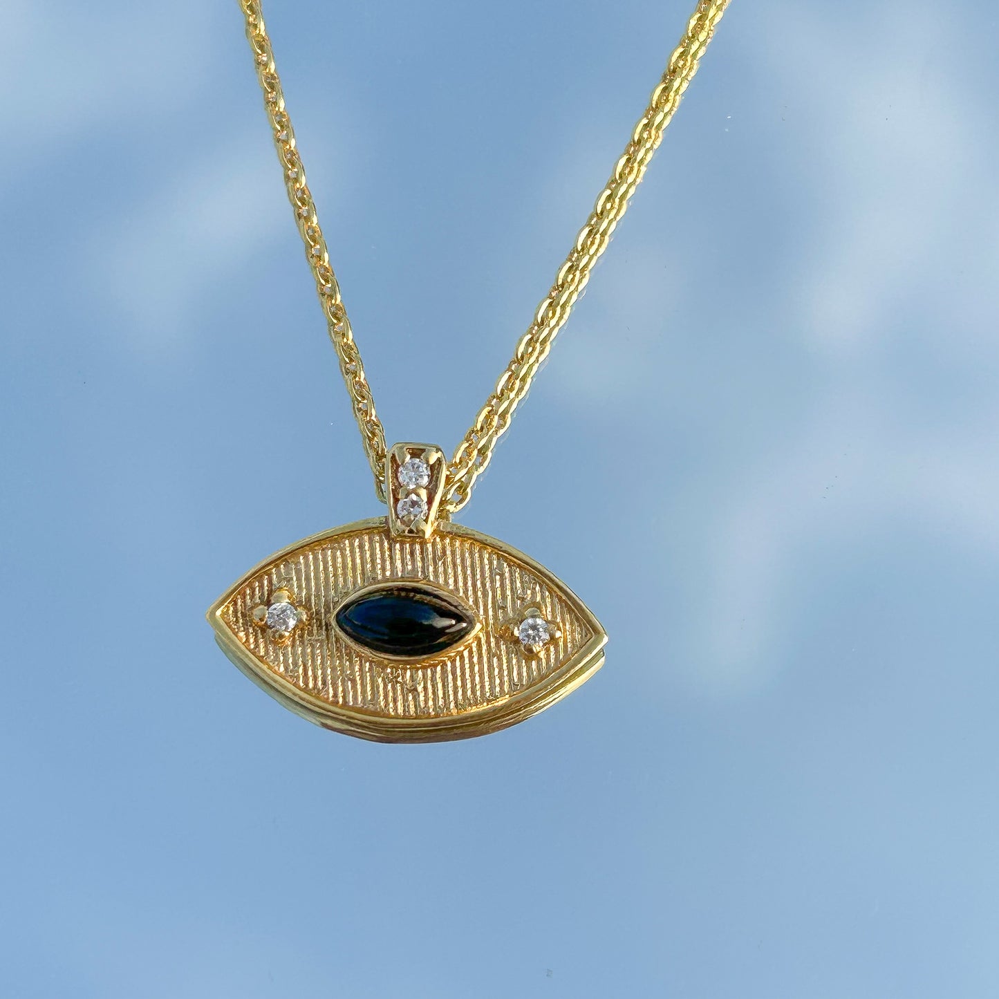 Evil Eye ball chain necklace with Amethyst, Iolite, Peridot, Ruby, Black Onyx, Blue Topaz and zircon gemstones in gold plated Brass