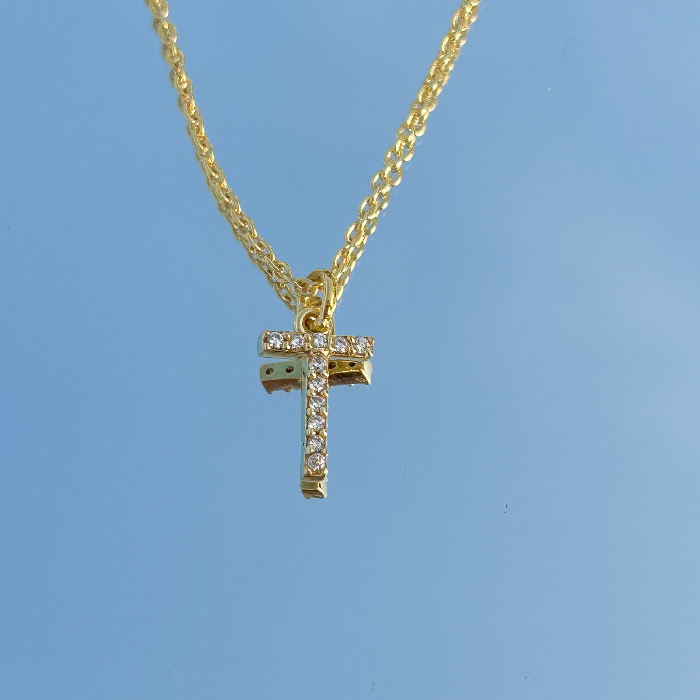 A-Z Alphabet Initial chain necklace with zircon gemstones in gold plated Brass