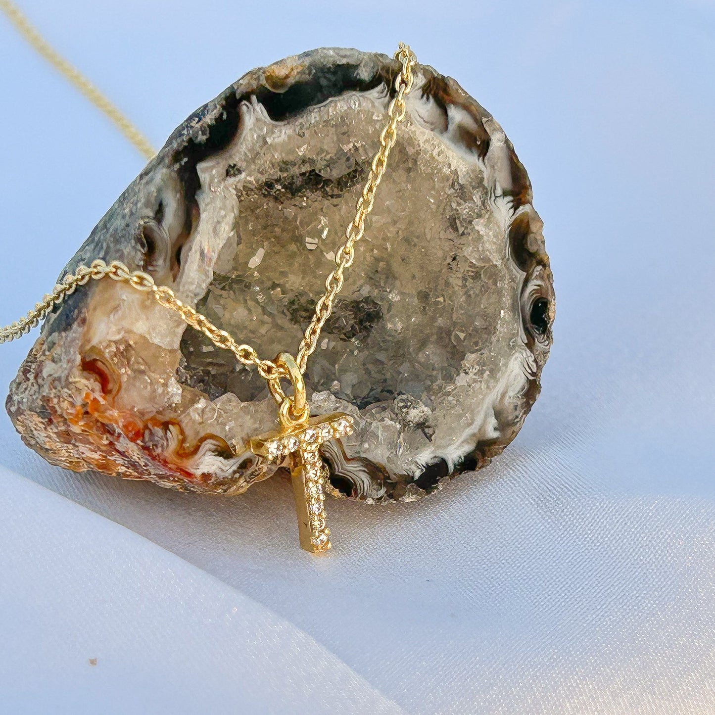 A-Z Alphabet Initial chain necklace with zircon gemstones in gold plated Brass