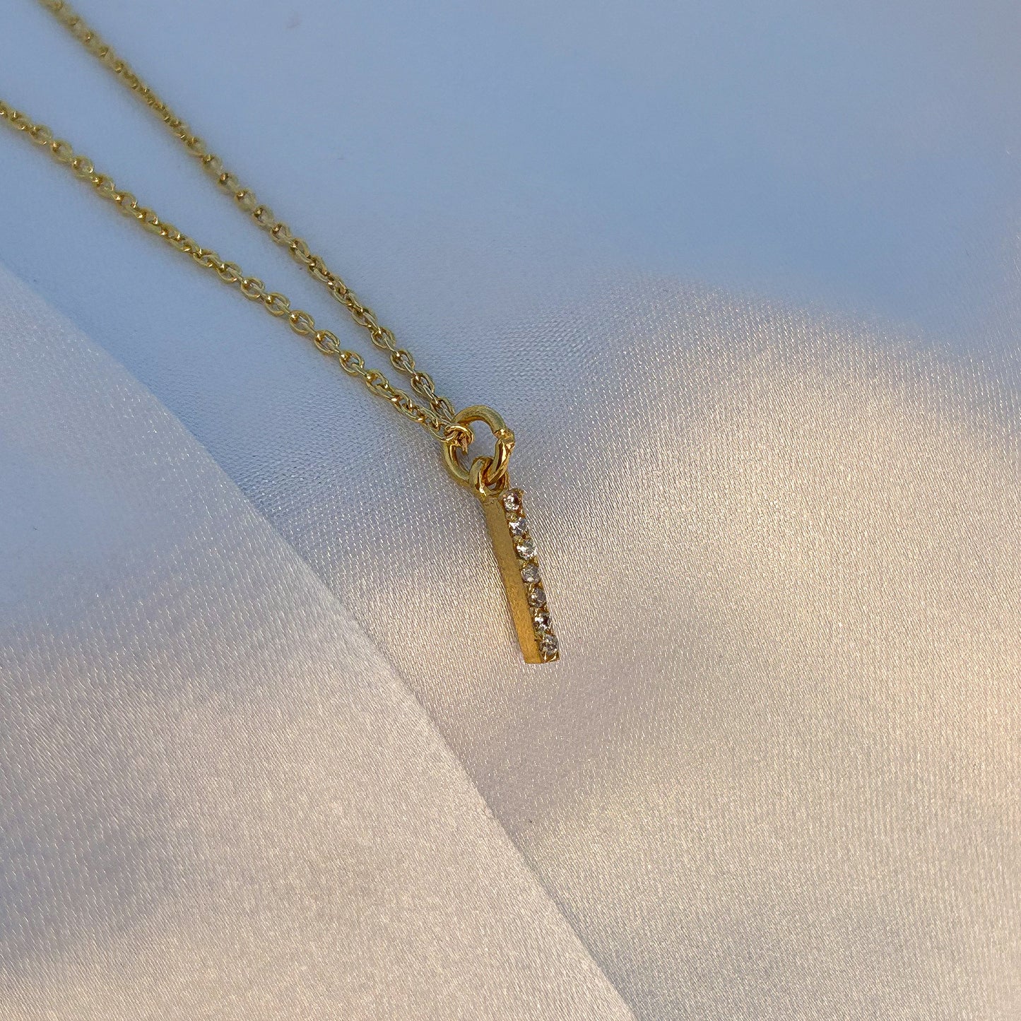 A-Z Alphabet Initial chain necklace with zircon gemstones in gold plated Brass