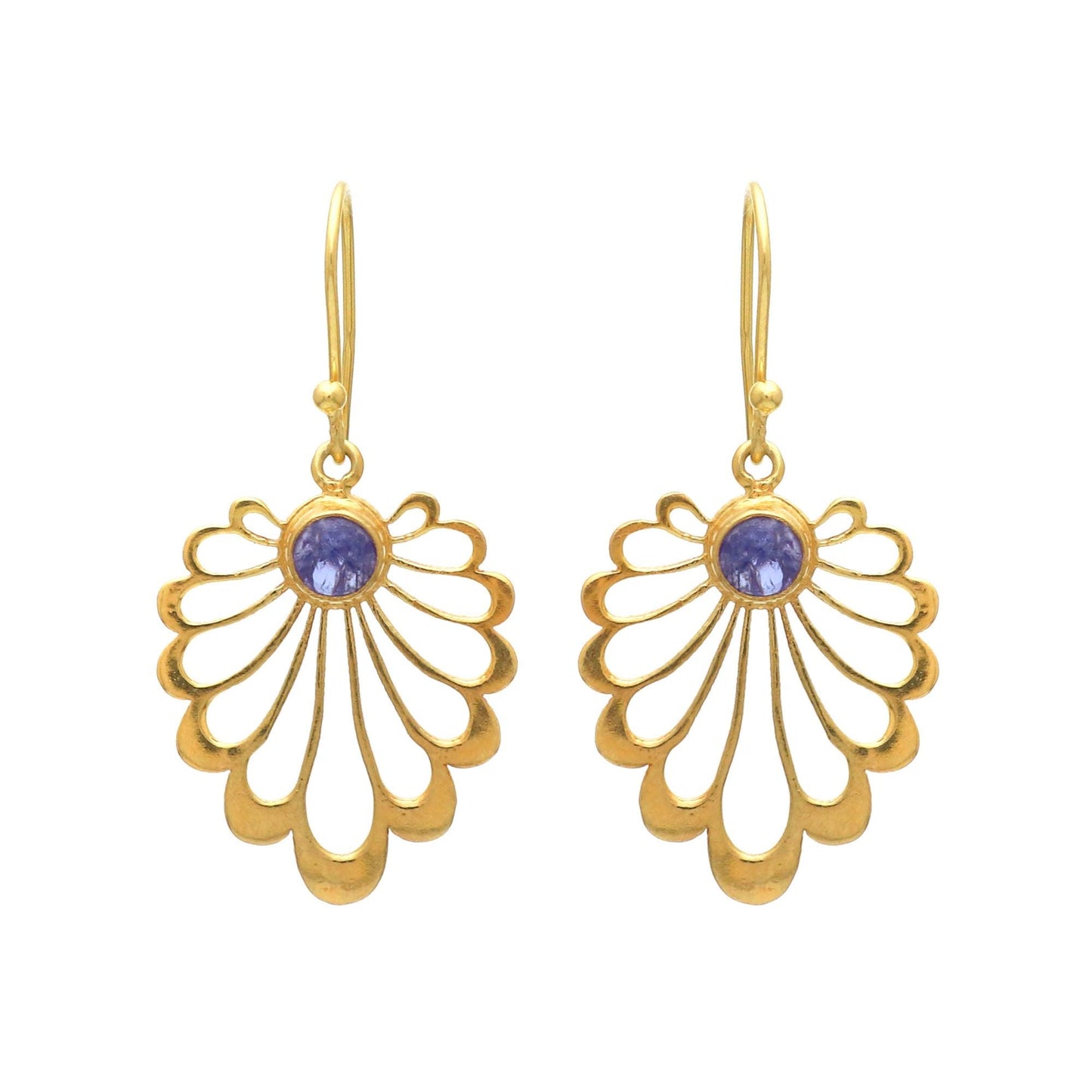 Gold Plated Brass Filigree Amethyst Earrings, Office wear jewelry for women