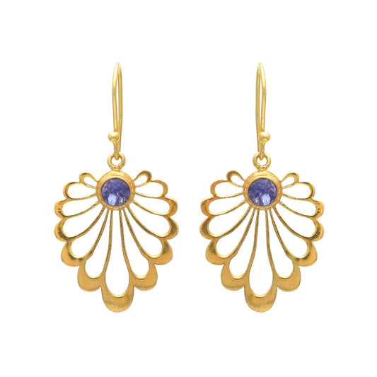 Gold Plated Brass Filigree Amethyst Earrings, Office wear jewelry for women
