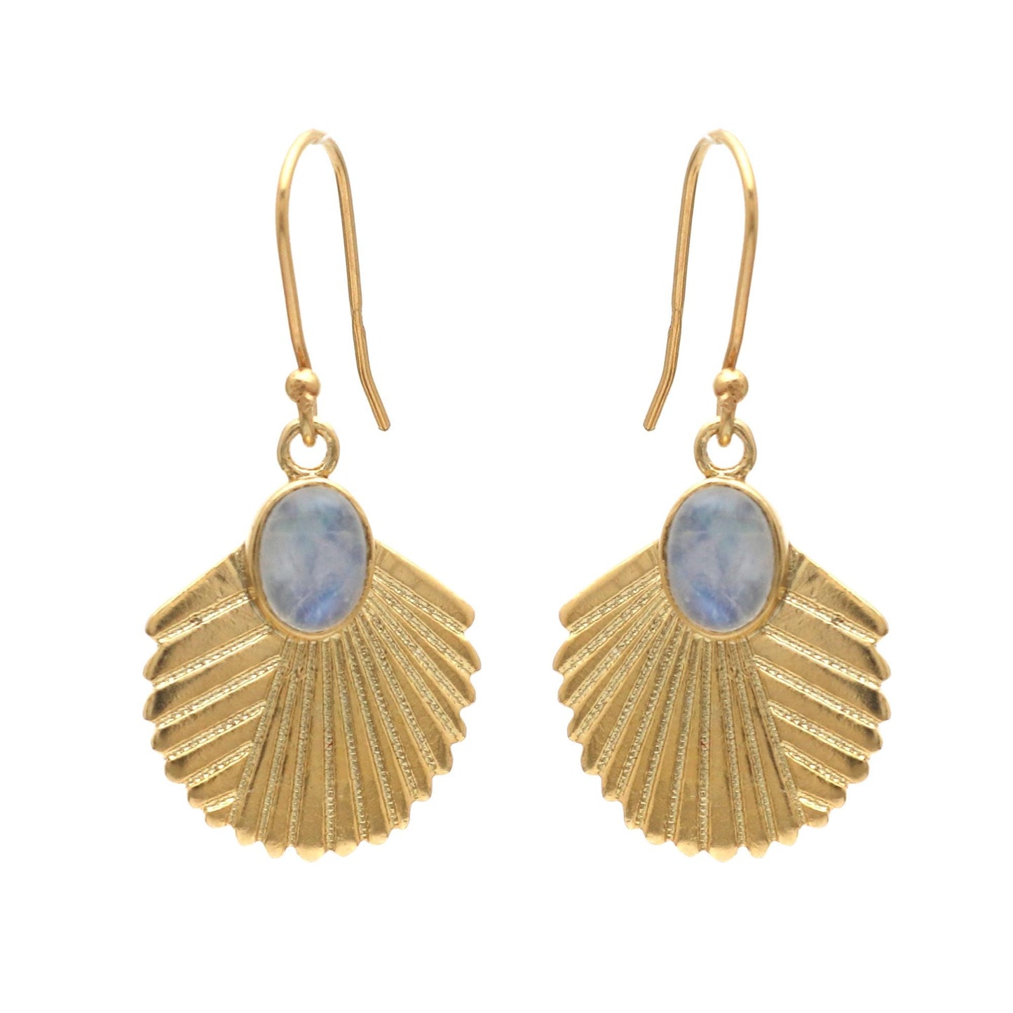 Gold Plated Brass Rainbow Moonstone Earrings, Daily wear casual earrings